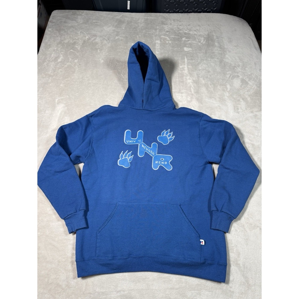 Vintage 80s Russell Athletic Hoodie Size XL Blue University of Nevada Reno